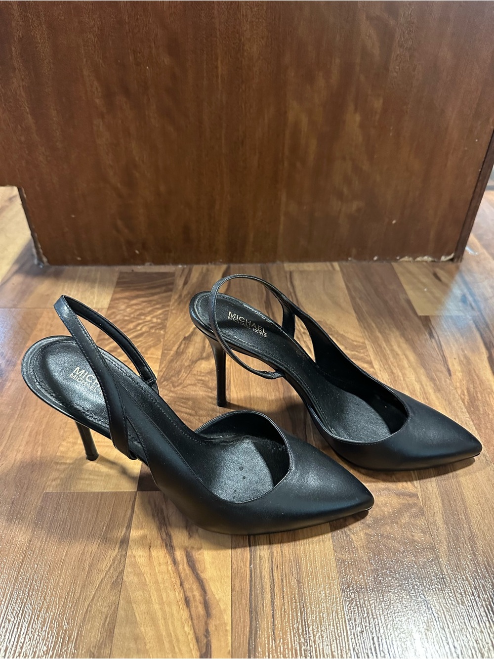 Michael Kors Black Leather Slingback Pointed Heels